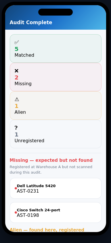 Alif AMS Pro — Field Mobile App — Audit Reconciliation