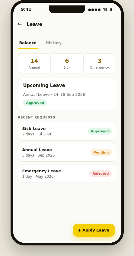 Alif HCM Pro — ESS Mobile App — Leave Management