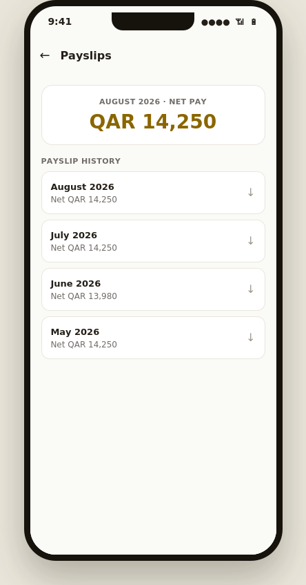 Alif HCM Pro — ESS Mobile App — Payslips